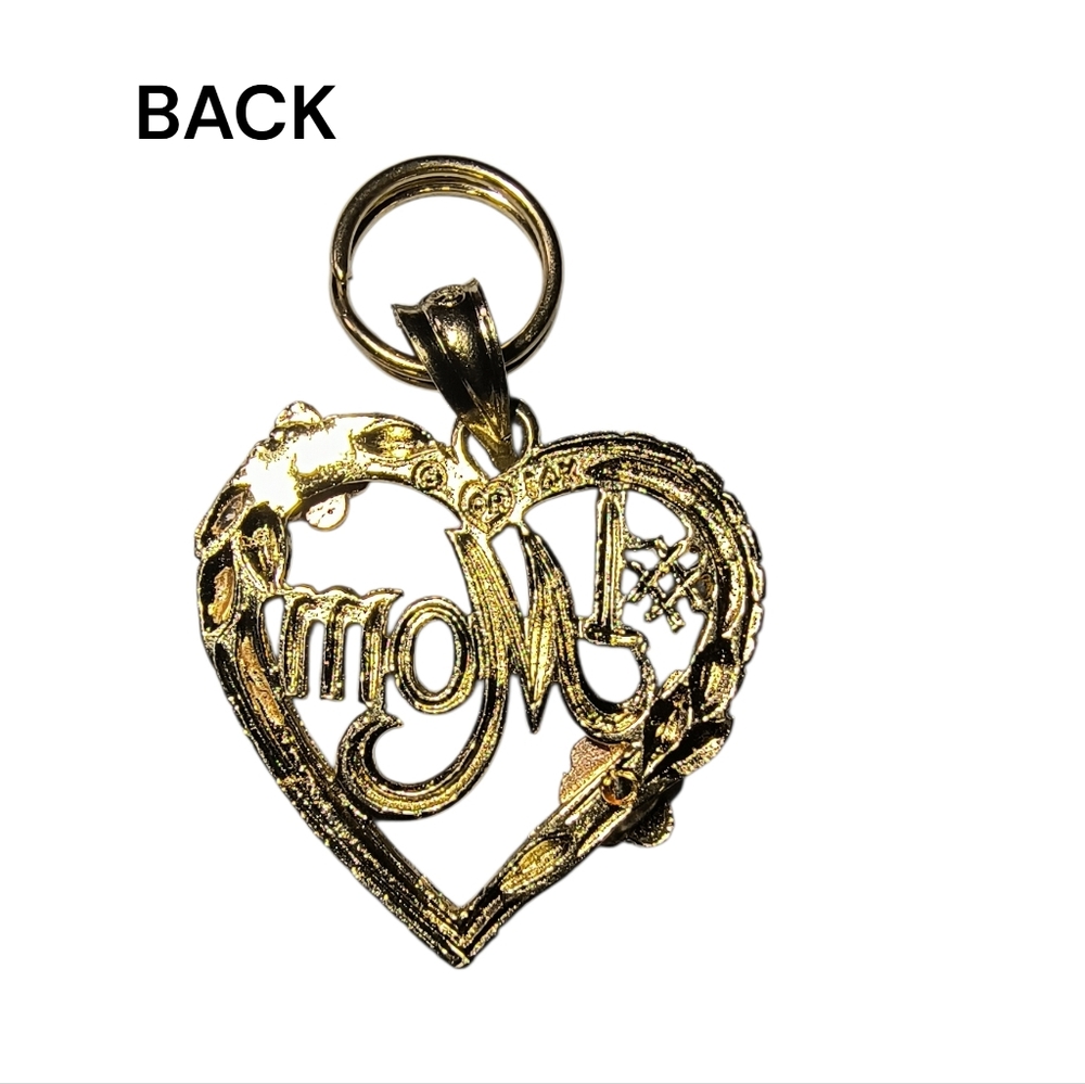 14K Yellow & Rose Gold “#1 Mom” Heart Charm Or Pendant 1.7 Grams - Picture 8 of 11